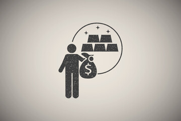Poster - Gold, invest, silver icon vector illustration in stamp style