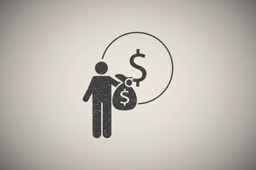 Poster - Money, investing, coin icon vector illustration in stamp style