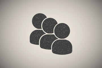 Poster - people, three avatars icon vector illustration in stamp style