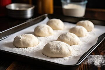 Poster - freshly kneaded bread dough on a baking sheet