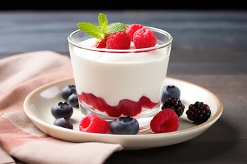 Wall Mural - a cute cup of yogurt topped with fresh berries