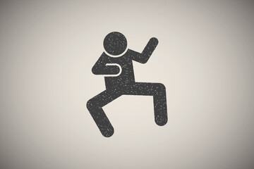 Canvas Print - Man kick icon vector illustration in stamp style