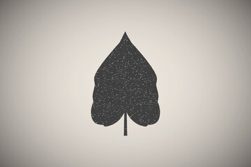 Poster - Autumn leave, green icon vector illustration in stamp style