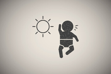 Poster - Baby, sun, sensitive icon vector illustration in stamp style