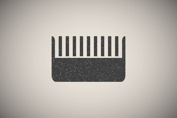 Poster - Comb, hairbrush icon vector illustration in stamp style