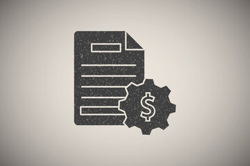 Sticker - Document dollar icon vector illustration in stamp style