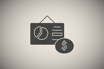 Poster - Presentation dollar work icon vector illustration in stamp style