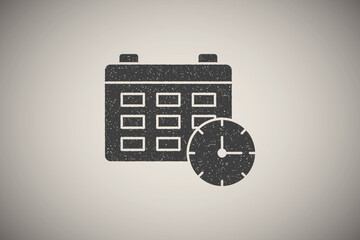 Poster - Calendar time icon vector illustration in stamp style