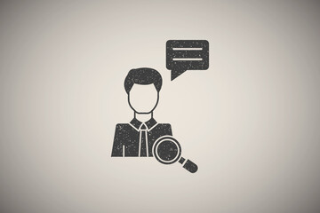 Poster - Search man chat icon vector illustration in stamp style