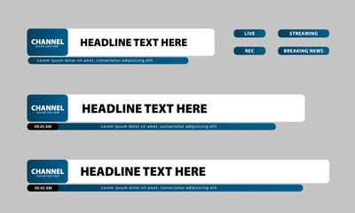 Aufkleber - lower third vector design. set of lower third bar templates for breaking news, sports news on televi