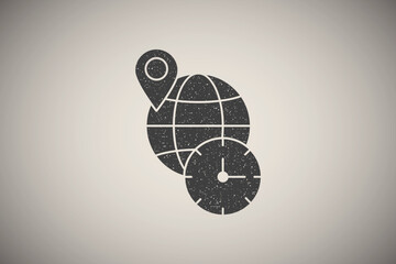 Poster - Location global time icon vector illustration in stamp style