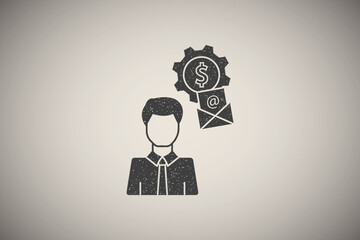 Poster - Man email dollar icon vector illustration in stamp style