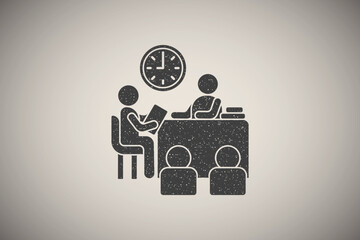 Wall Mural - Table clock training icon vector illustration in stamp style