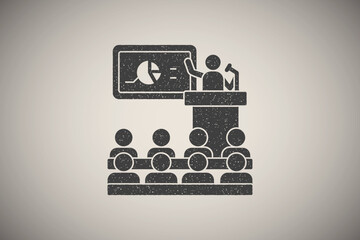 Poster - Chart blackboard trainer icon vector illustration in stamp style