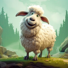 Sticker - portrait Cartoon character of sheep