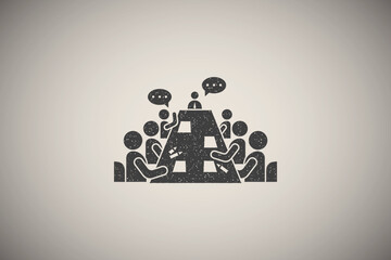 Poster - Table training bubbles notebooks icon vector illustration in stamp style