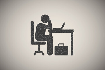 Poster - Businessman tired office icon vector illustration in stamp style