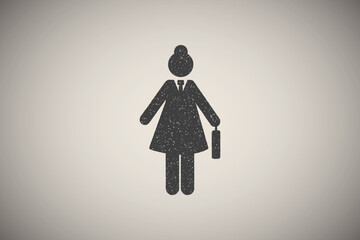 Sticker - Businesswoman walk office icon vector illustration in stamp style