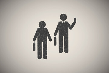 Poster - Businessman card presentation man office icon vector illustration in stamp style