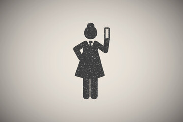 Poster - Businesswoman card presentation office icon vector illustration in stamp style