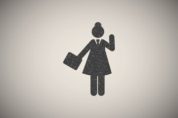 Poster - Businesswoman document office icon vector illustration in stamp style
