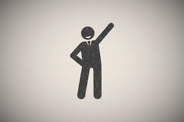 Poster - Businessman idea office happy icon vector illustration in stamp style