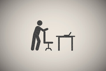 Poster - Businessman office watch icon vector illustration in stamp style