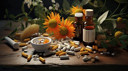 Aufkleber - alternative medicine with homeopathic herbal pills