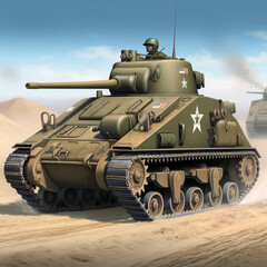 Wall Mural - Modern tanks, modern weapons for war. War in the open.