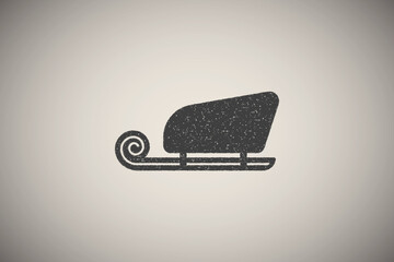 Poster - Santa Claus sleigh colored icon vector illustration in stamp style