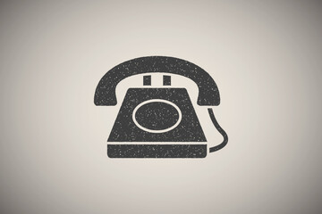 Poster - Telephone vintage phone icon vector illustration in stamp style