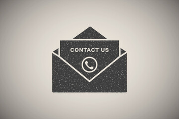 Poster - Letter contact us call icon vector illustration in stamp style