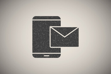 Poster - Smartphone letter icon vector illustration in stamp style