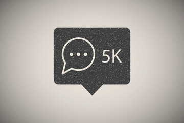 Poster - Chat bubble comment 5k icon vector illustration in stamp style