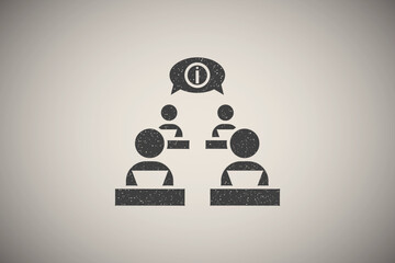Poster - Call operators call center info icon vector illustration in stamp style