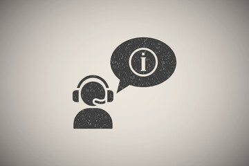 Poster - Call operator info bubble icon vector illustration in stamp style