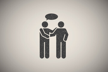 Poster - Man, talking, conversation, speak icon vector illustration in stamp style
