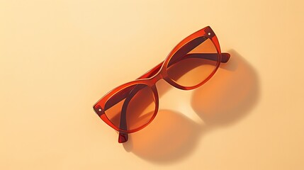 Poster - Sunglasses. Ginger background with sunlight shadows silhouette. Flatlay, top view