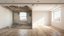 Empty Room Before And After Renovation - Home Refurnishment
