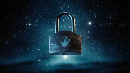 Sticker - Isolated outline icon of a padlock surrounded by stars representing the General Data Protection Regulation (GDPR) or Lei Geral de Proteção dos Dados (LGPD) in Brazil