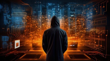 Leinwandbilder - Cyber security and bit hacker network and power energy and, Encryption and cyber punk