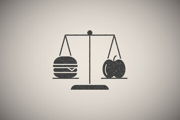 Sticker - Burger apple icon vector illustration in stamp style