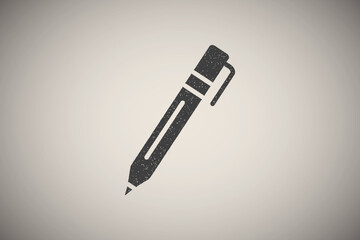 Sticker - Pen, tool icon vector illustration in stamp style