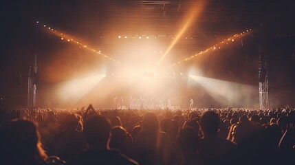 Aufkleber - floodlights scene during a rock concert. Blurred background. Web banner. Element of design.