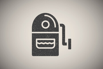 Poster - Pencil sharpener, pencil icon vector illustration in stamp style
