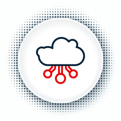 Poster - Line Internet of things icon isolated on white background. Cloud computing design concept. Digital network connection. Colorful outline concept. Vector