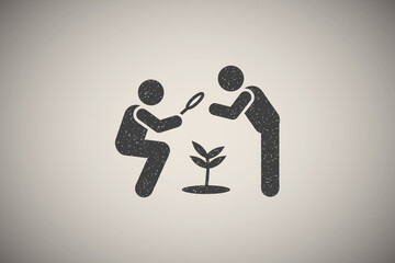 Poster - Camp, plant, grow icon vector illustration in stamp style