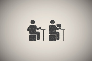 Poster - Class, exam, school icon vector illustration in stamp style
