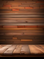 Wall Mural - wooden floor and brick wall background