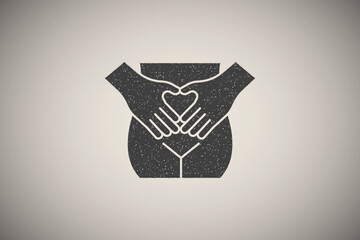 Poster - Woman body, love, heart icon vector illustration in stamp style